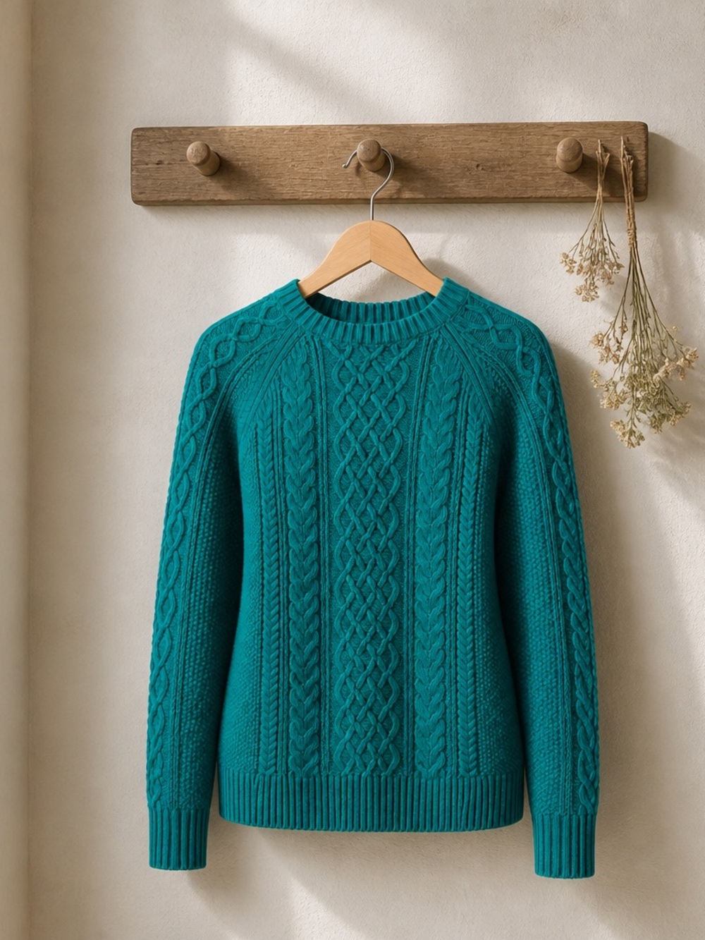 GAP Teal Cable-Knit Crewneck Sweater